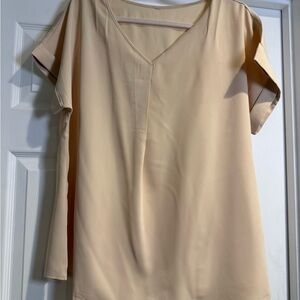 Zenana Outfitters Tan V-Neck Blouse